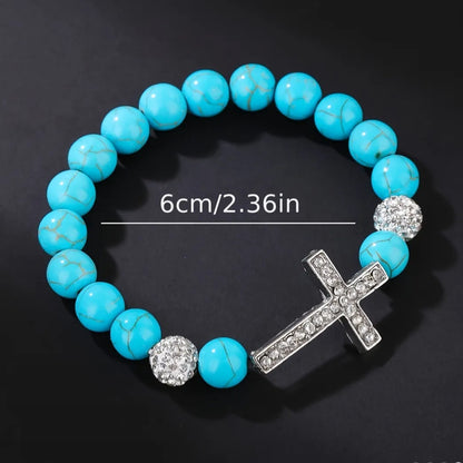 Turquoise Cross Elastic Bracelet