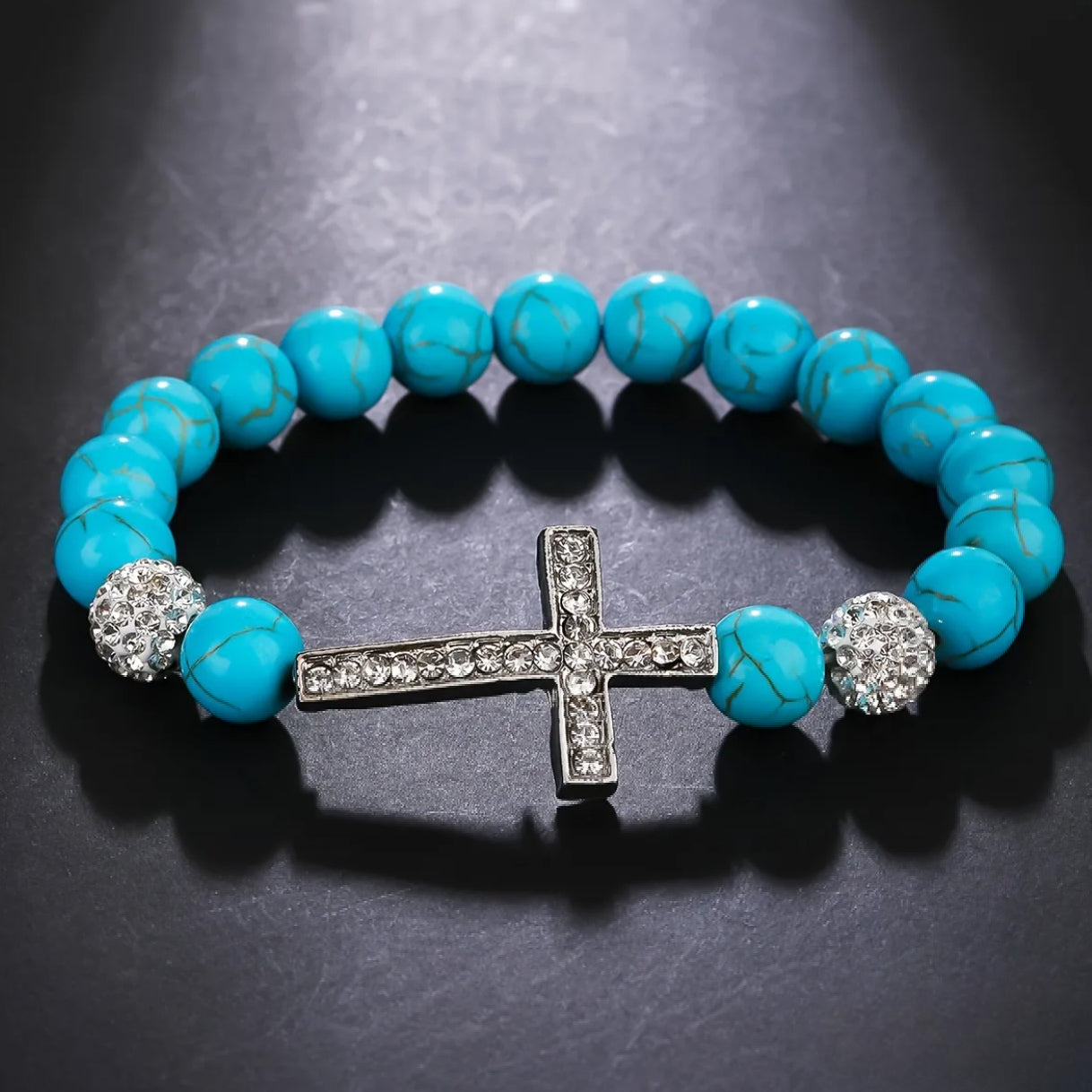 Turquoise Cross Elastic Bracelet