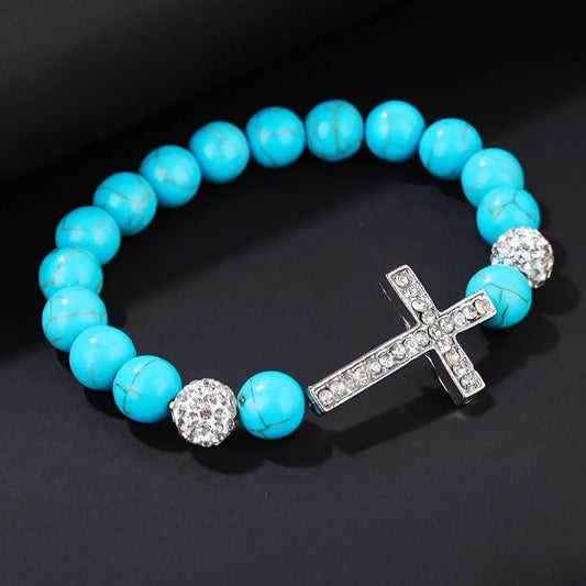 Turquoise Cross Elastic Bracelet